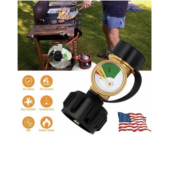 Propane Tank Gauge RV Pressure Brass Adapter Gas Level Meter Grill RV Indicator - Picture 6 of 16